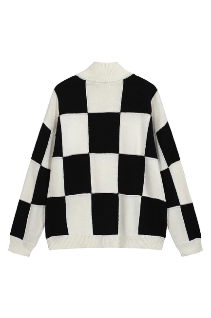 Cole Buxton Checkerboard Double Zipper Sweater Jacket