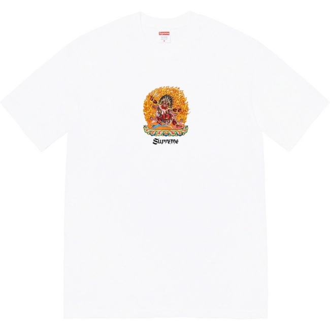 Supreme 22SS Tee Statue Fire God Sanskrit Print Short Sleeve T-Shirt