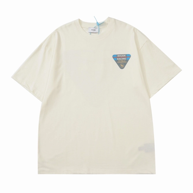 RHUDE Spring Summer Slogan Triangle Logo Print Short Sleeve T-shirt