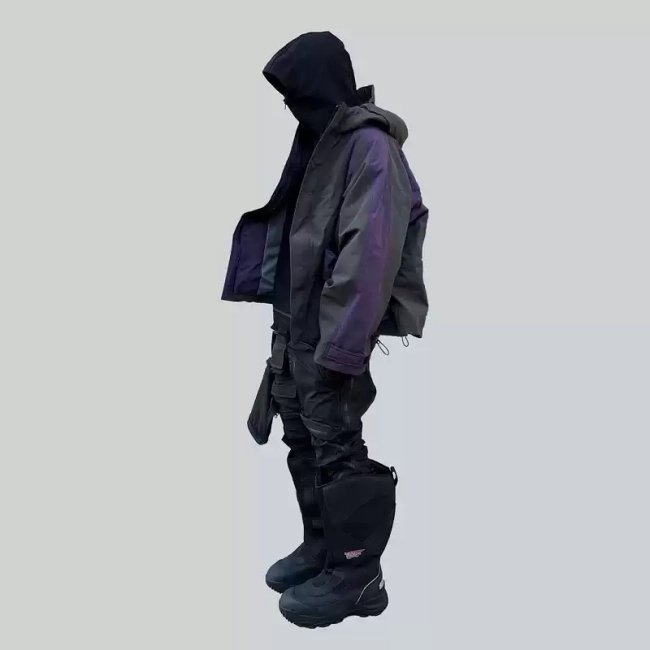 Grailz functional purple windproof loose hooded jacket